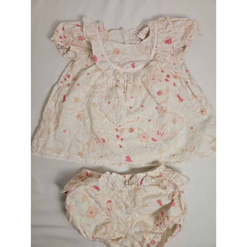 Happily Grey Kids Baby Girl 2-Piece Floral Eyelet Outfit 6-9 Months